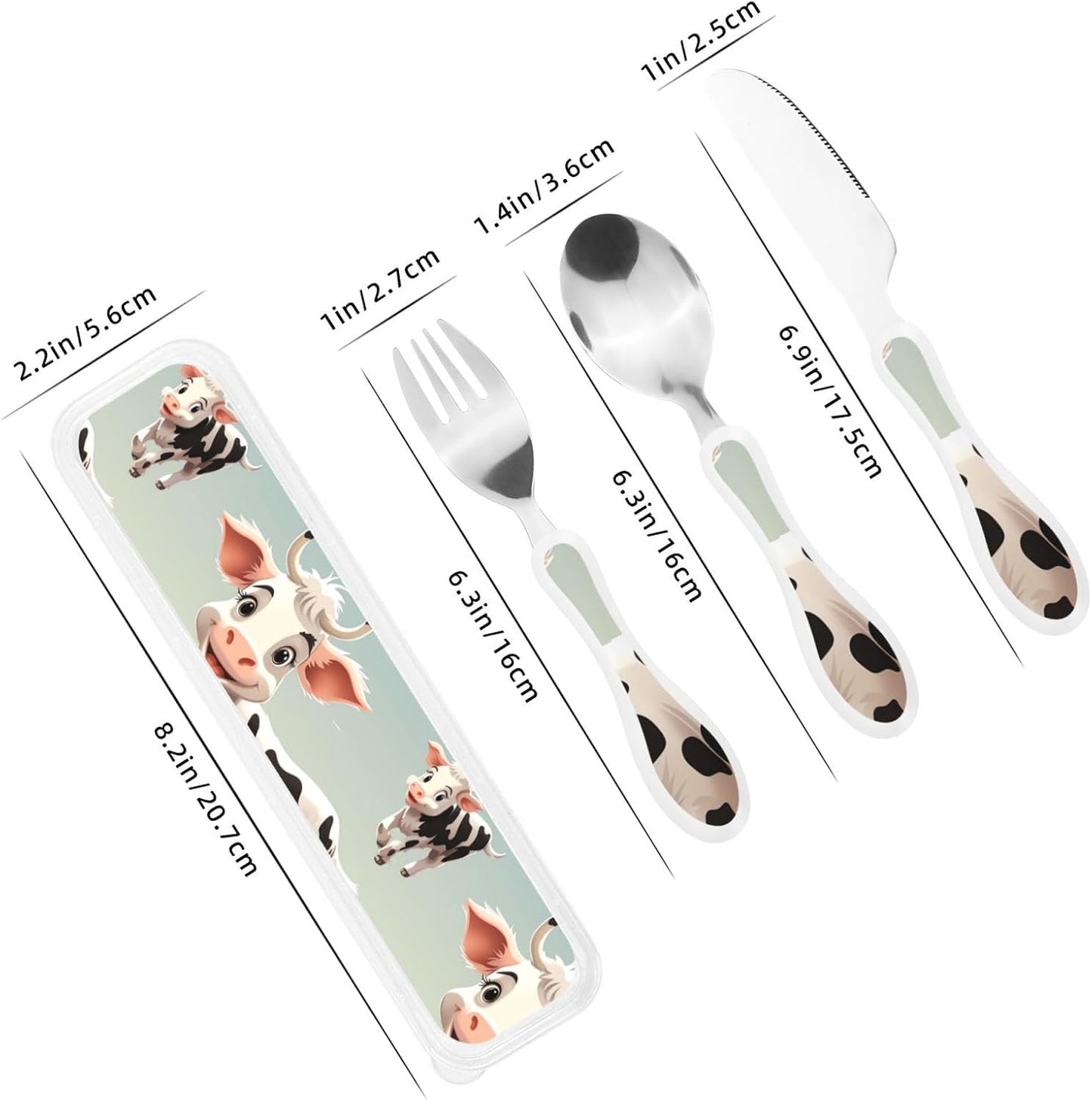 3-Piece Kids Silverware Set With Storage Case, Stainless Steel Reusable Children Safe Knife Spoon Fork Set Blue Active Girl Running Sunset Children Flatware Set For Kids Lunch Box - Colors C