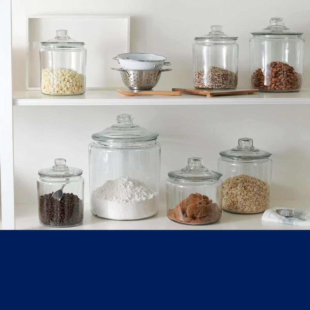 2 Gallon Glass Jar with Lid, Large Clear Apothecary Canister for Pantry Storage, Airtight Container for Flour, Sugar, Pasta – Dishwasher Safe