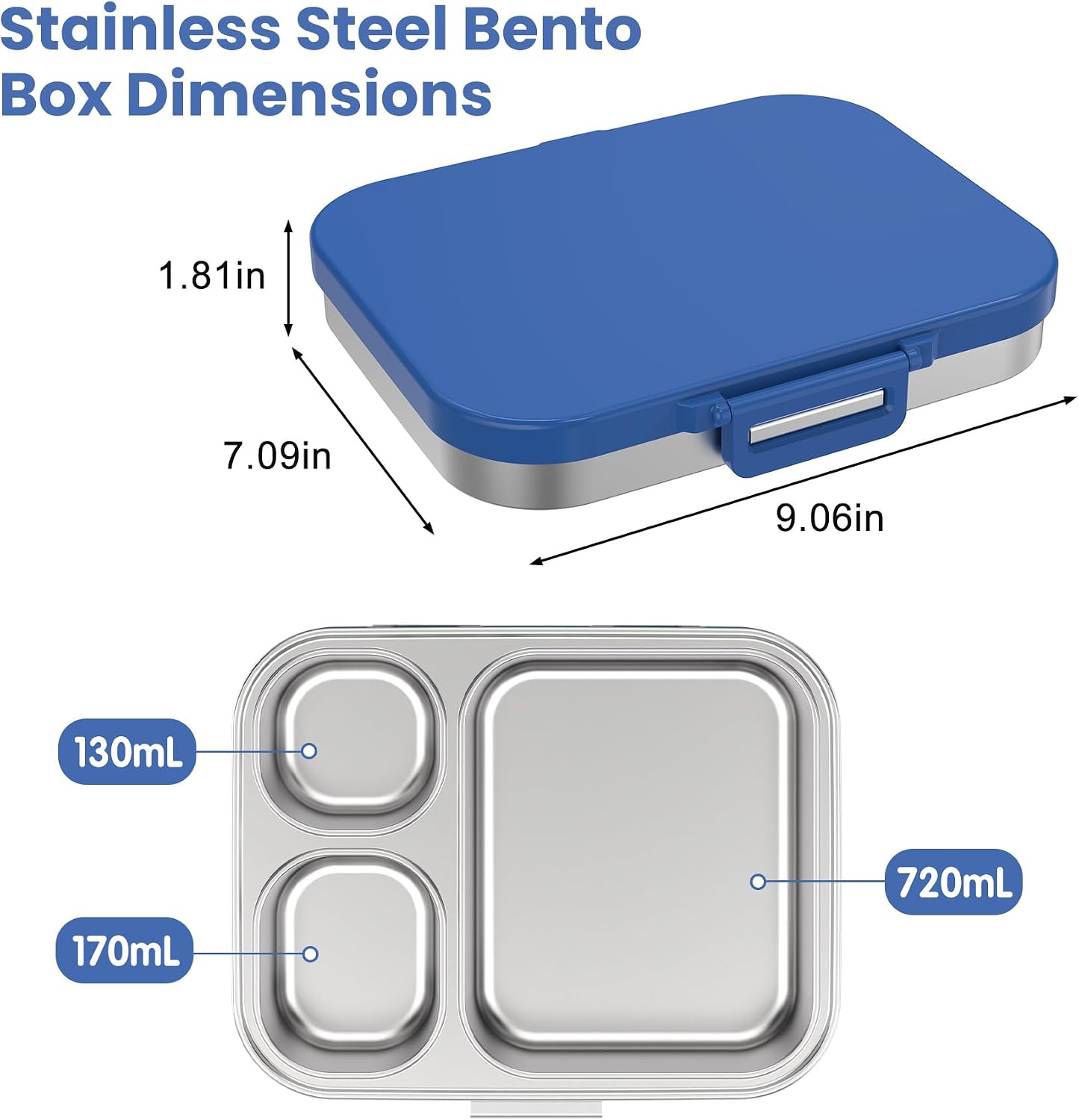 Pawtong Stainless Steel Bento Lunch Box for Kids | 3-Compartment Lunch Box Container Kids | 100% Leakproof, Eco-Friendly, Perfect Portion Control for Kids&Adult Healthy Meals (Purple)