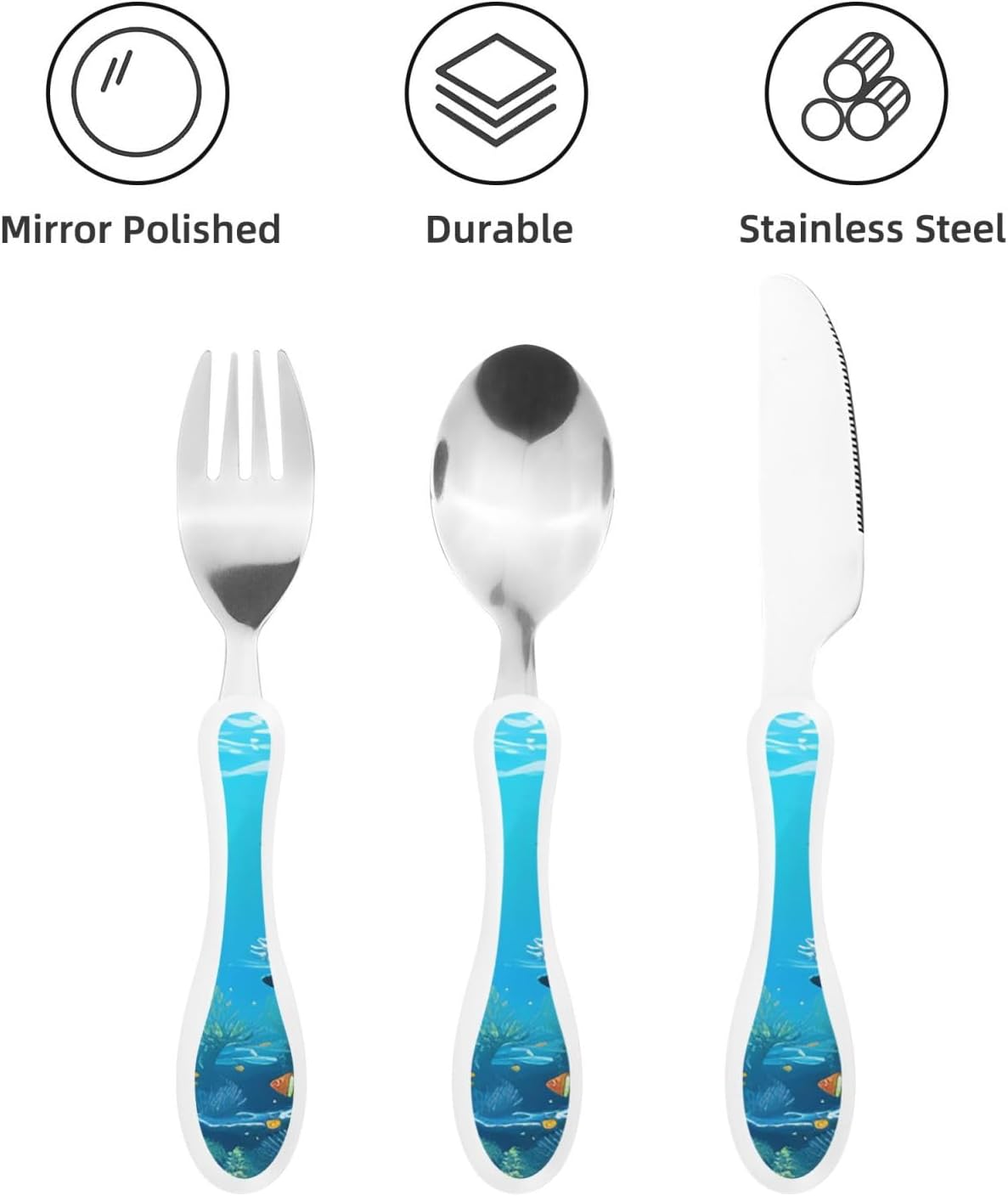 3-Piece Kids Silverware Set With Storage Case, Stainless Steel Reusable Children Safe Knife Spoon Fork Set Blue Active Girl Running Sunset Children Flatware Set For Kids Lunch Box - Colors B