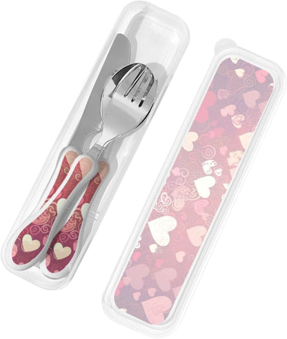 3-Piece Kids Silverware Set With Storage Case, Stainless Steel Reusable Children Safe Knife Spoon Fork Set Insects Love Children Flatware Set For Kids Lunch Box