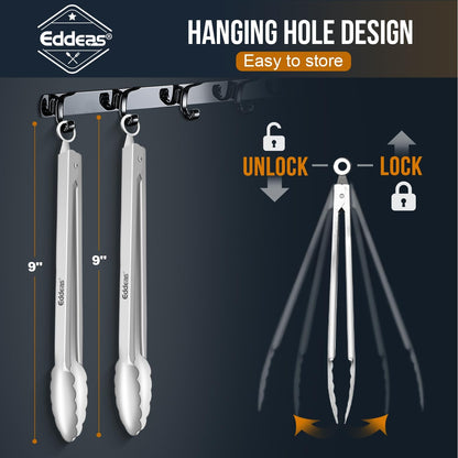 Eddeas Kitchen Tweezers Tongs, Cooking Tweezers Stainless Steel - 3 Size 12'' 10'' & 8 inch Ideal for Meat, pasta, plating and pinching delicate small pieces of food, Set of 3