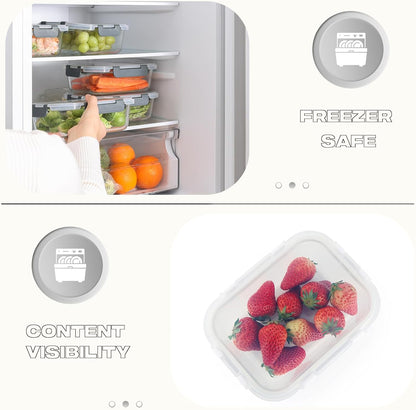 Cuiselect 10 Pack 22 Oz Glass Meal Prep Containers with Lids, Reusable Glass Food Storage Containers with Lids, Leak Proof, Microwave, Oven, Freezer and Dishwasher Safe (White)