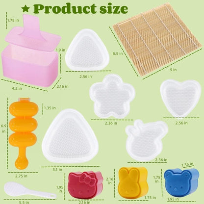Rice Ball Molds 21PCS Onigiri Mold Set Cute Animal Sushi Molds Rice Shaper Rice Ball Shaker Bento Box Accessories DIY with Nori Seaweed Punch Cutter Food Picks