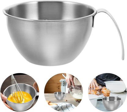 Mixing Bowl Stainless Steel Pour Spout Large Capacity Measuring Cup Handle and Scale for Baking Cooking and Egg Beating
