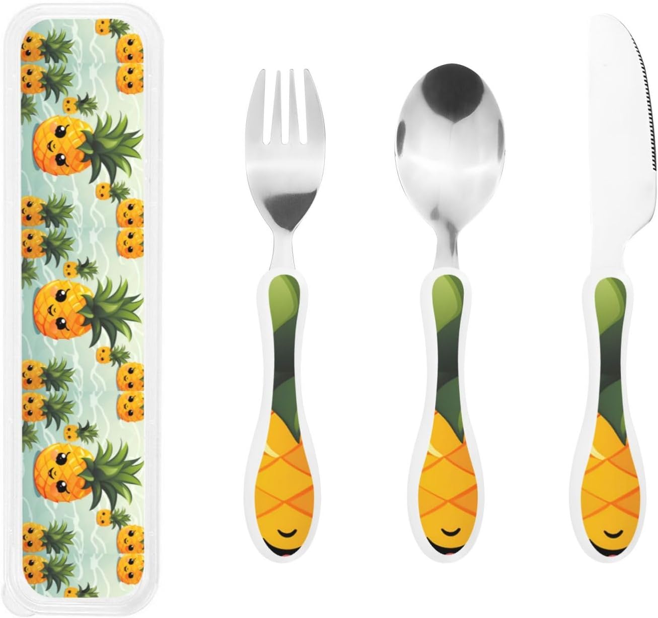 3-Piece Kids Silverware Set With Storage Case, Stainless Steel Reusable Children Safe Knife Spoon Fork Set Dragonfly Insects Flowers Children Flatware Set For Kids Lunch Box