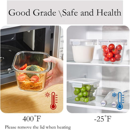 H.JSS WDJS 3Cup Round Glass Food Storage Containers with Airtight lids, 23oz Glass Meal Prep Containers, Heat-Resistant BPA-Free for Soup Leftover, Microwave, Dishwasher and Fridge Safe (white-4Pack)