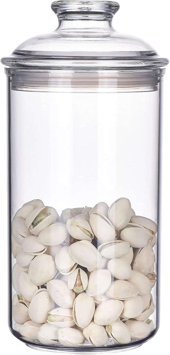 64 oz Reinforced Large Acrylic Canister with Locking Clamp, Airtight Flip Jar | Food Storage Container for Flour, Sugar, Coffee, Candy, Cookie etc