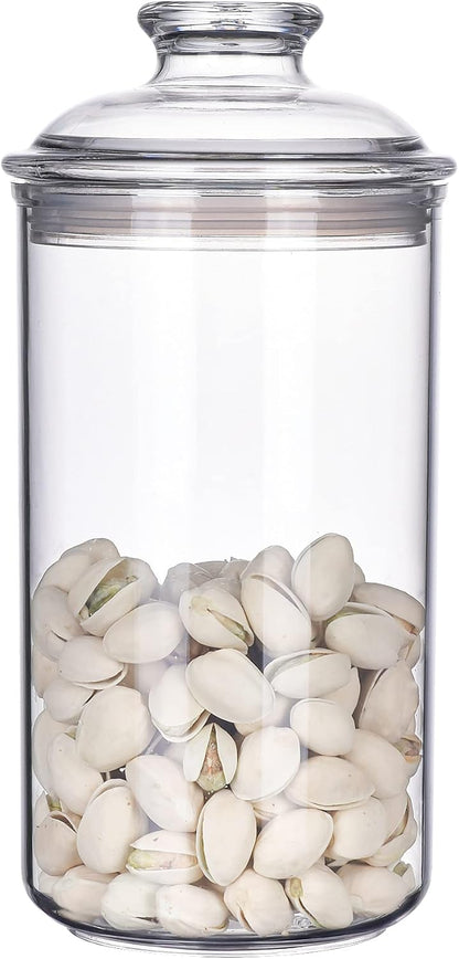 64 oz Reinforced Large Acrylic Canister with Locking Clamp, Airtight Flip Jar | Food Storage Container for Flour, Sugar, Coffee, Candy, Cookie etc