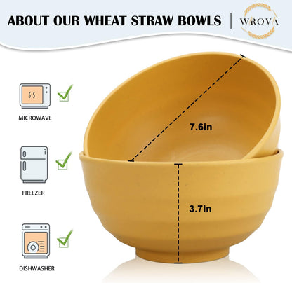 Wheat Straw Bowl Sets,8 PCS Unbreakable Cereal Bowl 26 OZ,Microwave and Dishwasher Safe Bowls,Bowl Sets for Camping and Picnic BPA Free Colorful Salad Bowls for Serving Soup,Oatmeal and Fruit Etc…