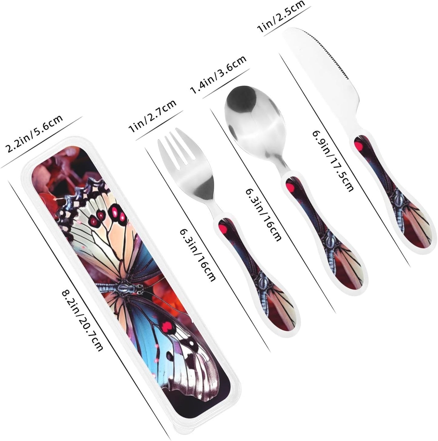 3-Piece Kids Silverware Set With Storage Case, Stainless Steel Reusable Children Safe Knife Spoon Fork Set African Animals Children Flatware Set For Kids Lunch Box