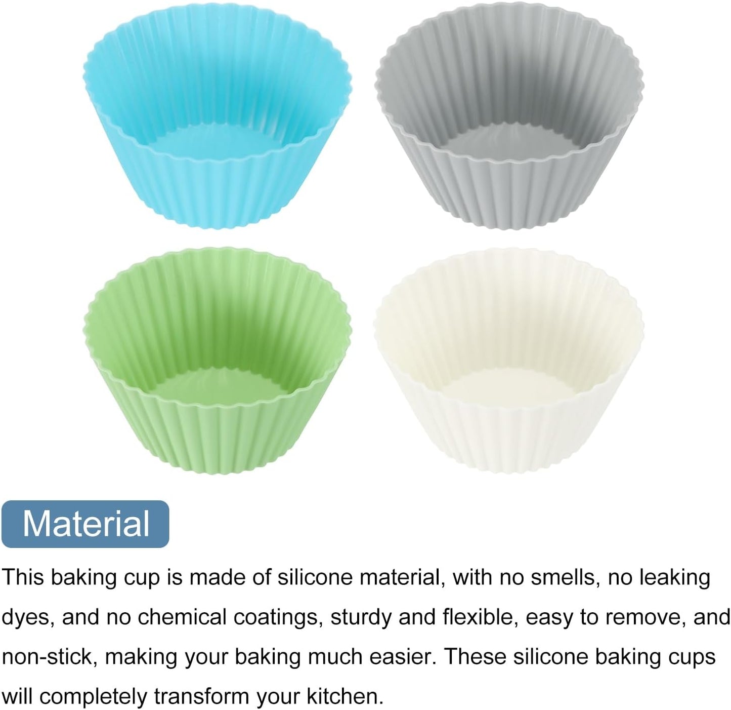 uxcell 18Pcs Silicone Cupcake Liners, Non-Stick Baking Cups, for Cooking Eggs, Baking Muffins and Make a Cake(Pink)