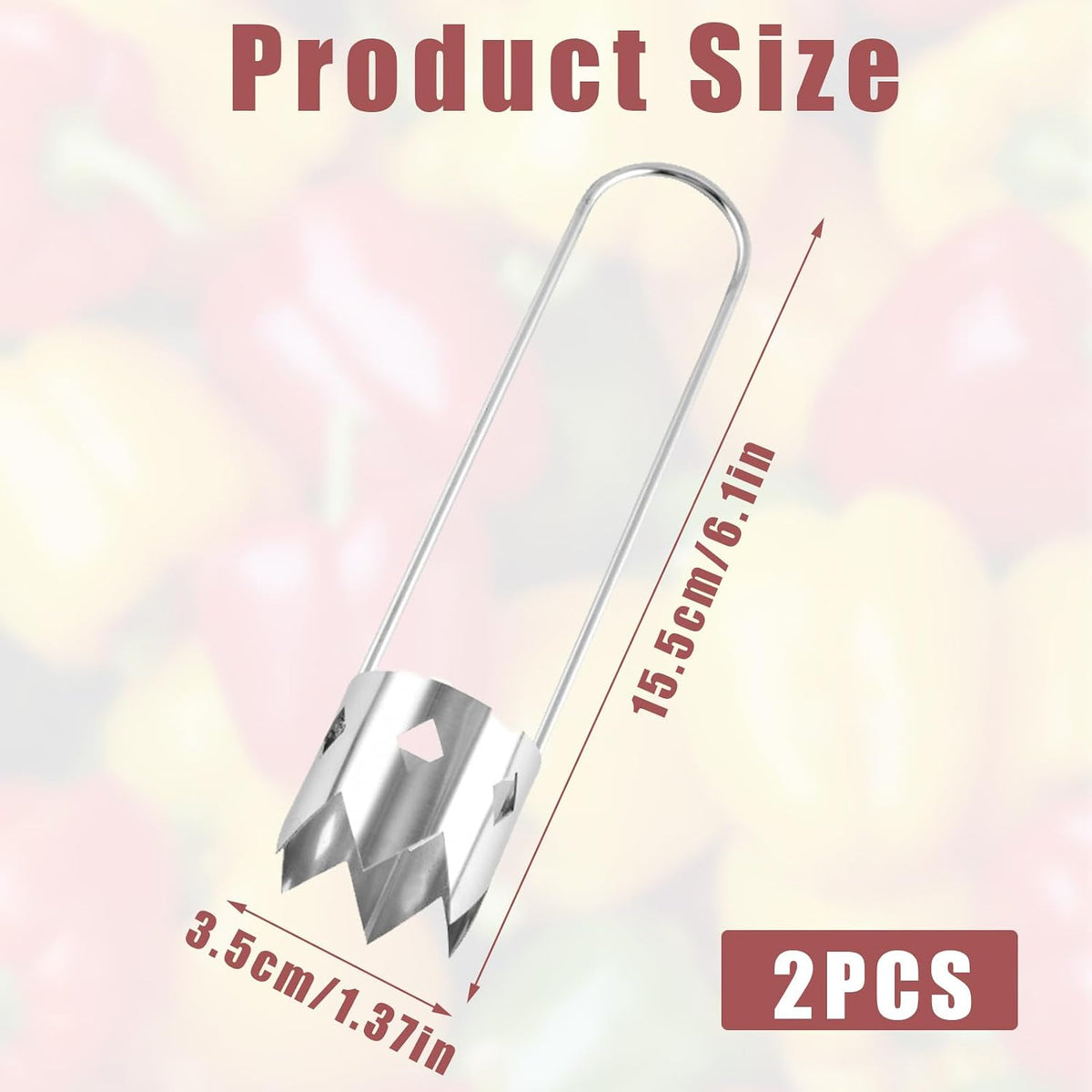 2 Pcs Pepper Corer,Multifunctional Fruit And Vegetable Core Remover,Stainless Steel Fruit And Vegetable Tool,Bell,Corer Tool Kitchen For Pepper, Pineapple, Pear, Apple Corer
