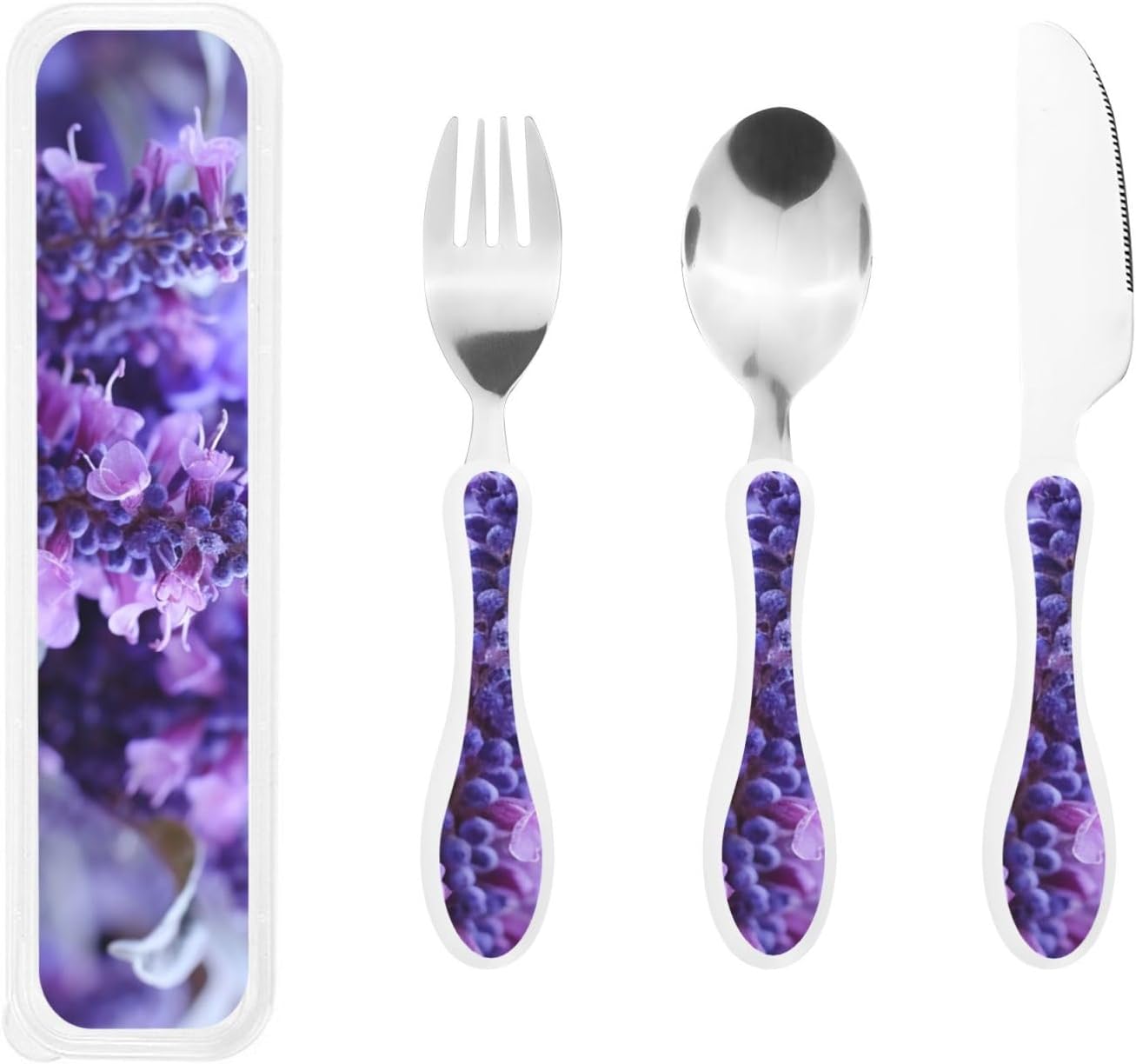 3-Piece Kids Silverware Set With Storage Case, Stainless Steel Reusable Children Safe Knife Spoon Fork Set Blue Active Girl Running Sunset Children Flatware Set For Kids Lunch Box - Colors C