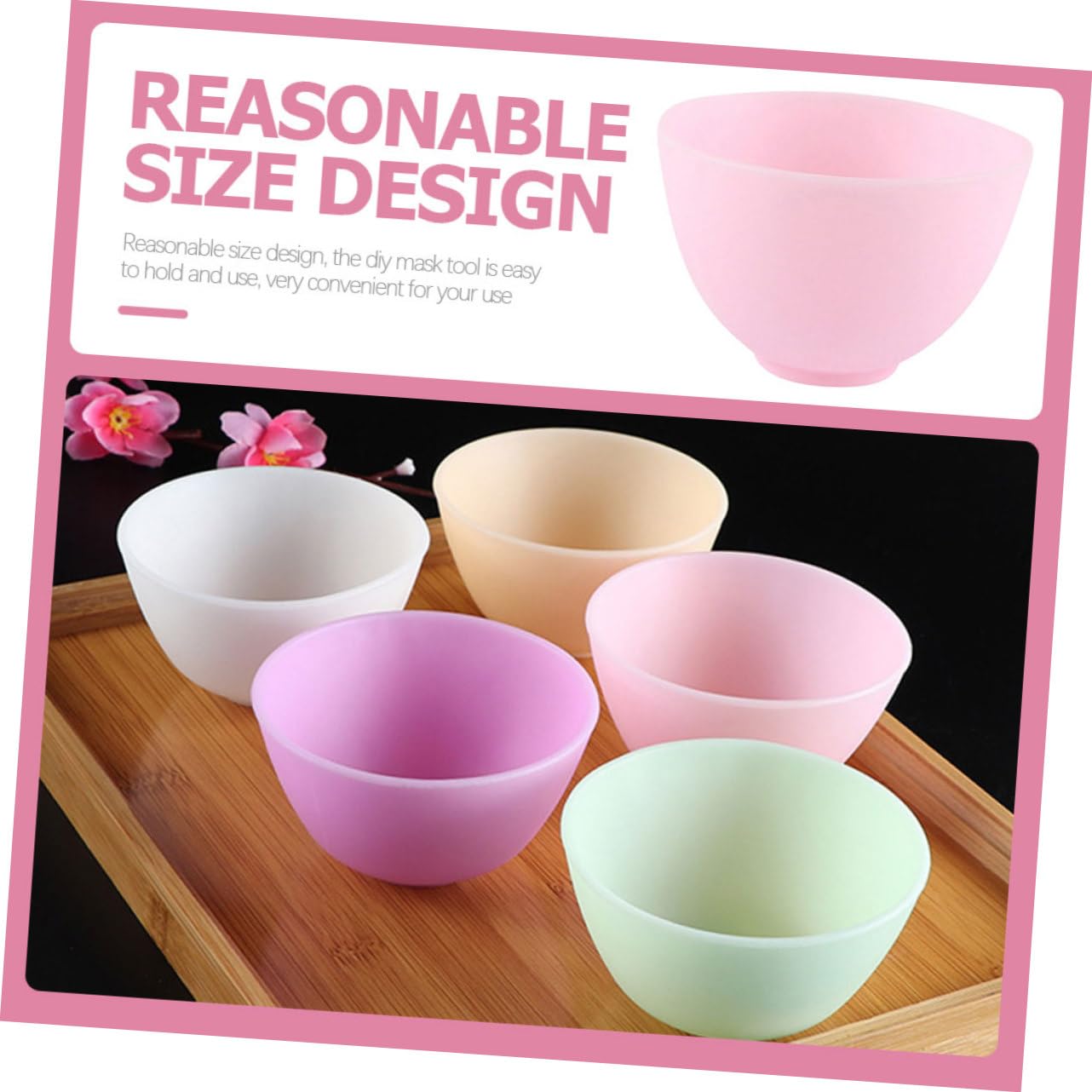 Didiseaon Silicone Mask Mixing Bowl Set 5pcs Facial Mask Mixing Bowl Spa Supplies Non-slip Easy to Clean