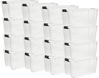 Sterilite 6-Pack Ultra Latching Box, Storage Bins with Lids, Clear Plastic, 18 Qt – Large Heavy-Duty Organizing Bin Containers for Home, Closet, Kitchen, Pantry, Bathroom, and Office