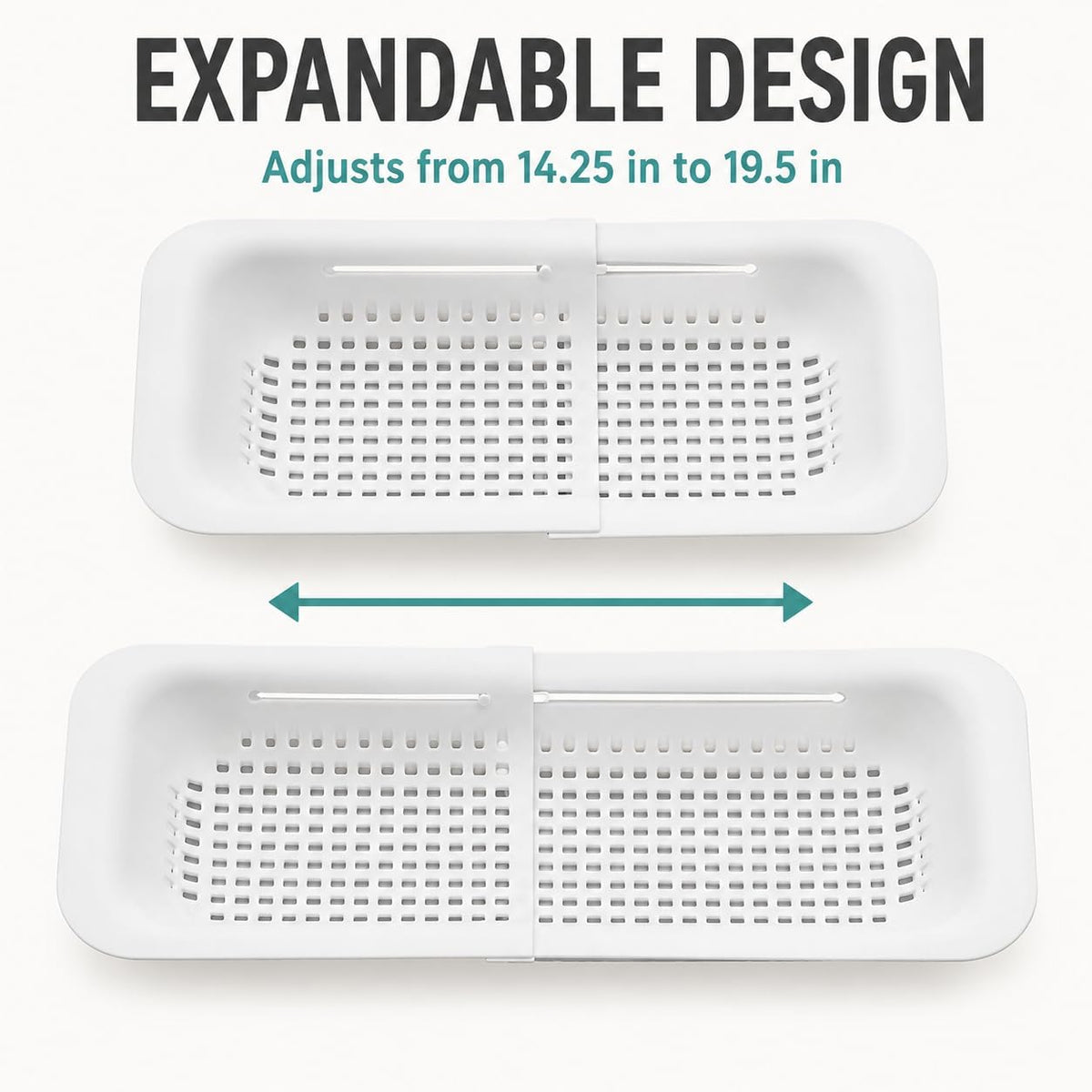 Expandable Over-the-Sink Colander Strainer Basket 14.25 to 19.5 Inch Black
