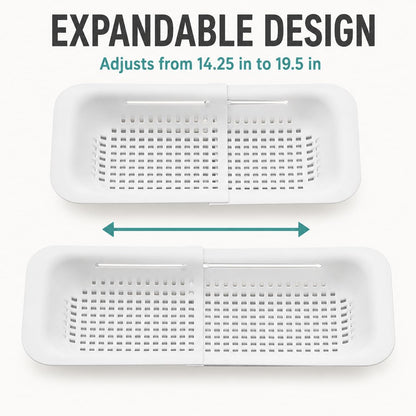 Expandable Over-the-Sink Colander Strainer Basket 14.25 to 19.5 Inch Black
