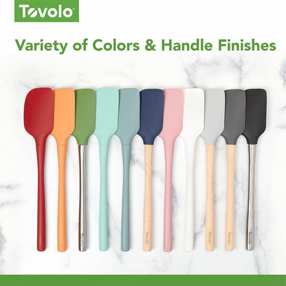 Tovolo Flex Core 5 Piece Silicone Spatula Set Heat Resistant All Silicone Utensils Include Non Stick Spatula Spoonula Jar Scraper, Dishwasher Safe BPA Free Spatulas for Baking Mixing, White