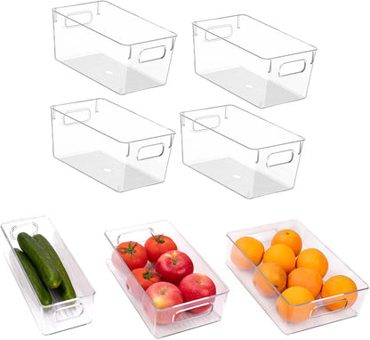 9 Pack Refrigerator Organizer Bins,3 Sizes Clear Pantry Storage with Handles for Fridge, Freezer, Shelves, Drawer, Bins, Snack Organizer for Home & Kitchen