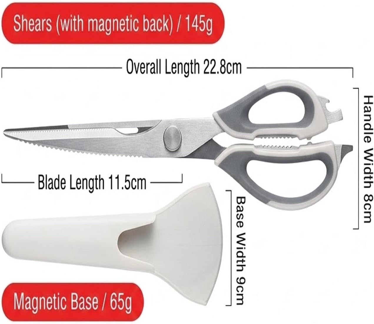 4-Pack Heavy Duty Kitchen Shears, Stainless Steel, Come-Apart Design for Easy Cleaning, Multi-Purpose Cooking Scissors with Magnetic Holder for Fridge Organization Kitchen Tools Set