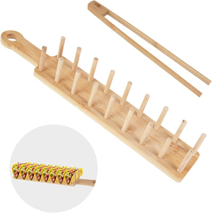 Wood Taco Holder, Bamboo Taco Holders, Each Holds 8 Tacos Each Taco Tray, Taco Holder with Taco Rack for Tortillas Burritos Charcuterie