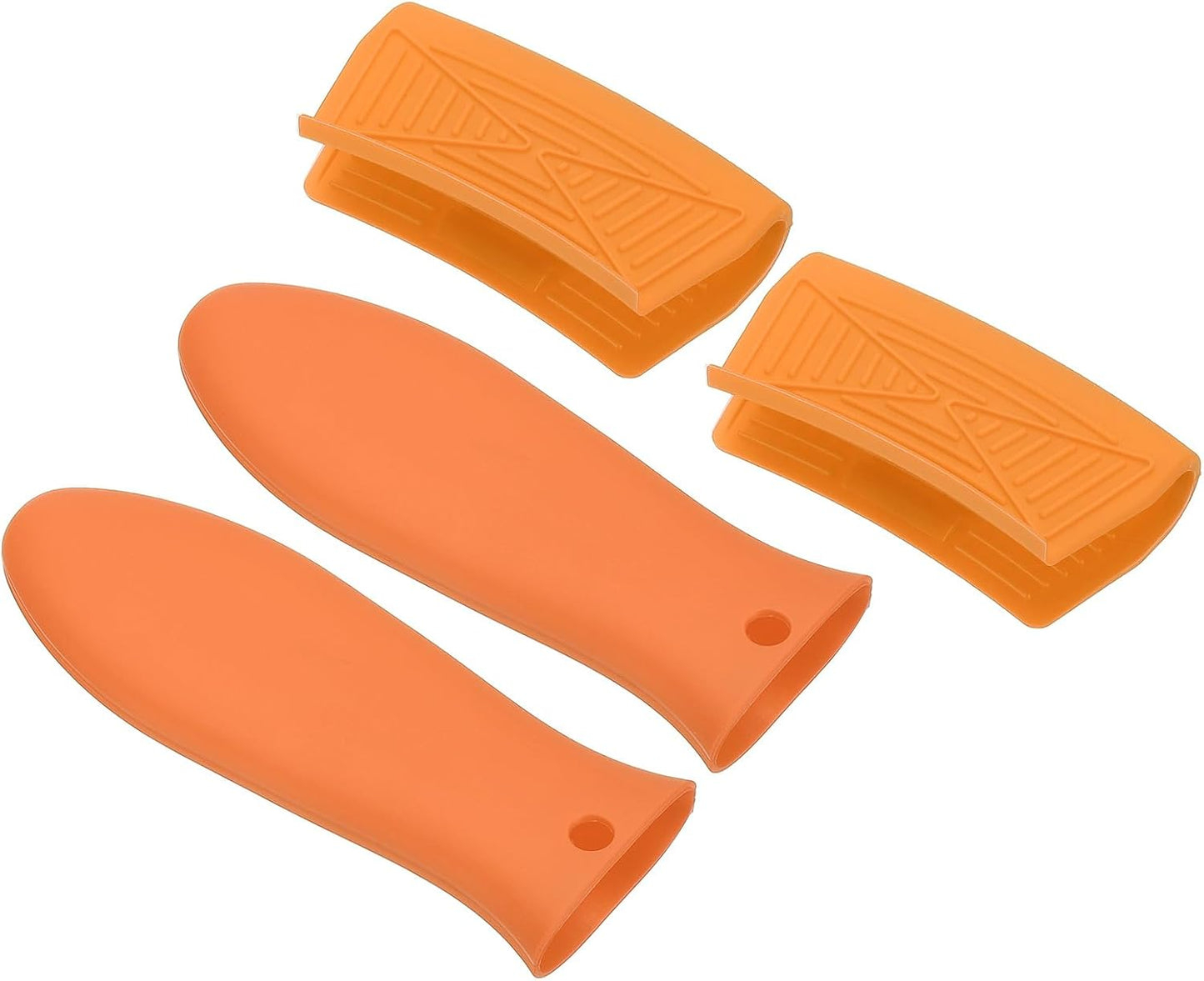 uxcell 4 Pcs Silicone Assist Hot Pan Handle Holder Hot Skillet Handle Covers Pot Holder Sleeve Non-Slip Heat Resistant for Kitchen Pot Frying Pans Cookware (Orange)