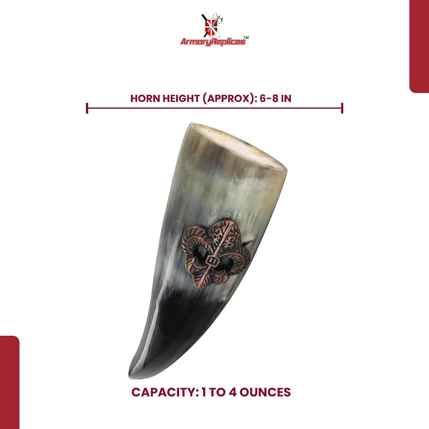 Armory Replicas™ 3-Piece Buffalo Drinking Horn Set – Handmade Natural Horn Cups with Earth Design, Viking Style Mead Ale Wine Cups for Feasts, Parties & Collectors