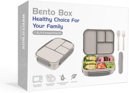 Amathley Lunch Box Kids,Bento Box Adult,Leakproof Lunch Containers for Adults/Kids/Toddler,1200ML-4 Compartments bento Lunch box with Utensil,Microwave & Dishwasher & Freezer Safe (Pink Berry)
