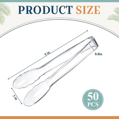 Plastic Tongs, 9 Inch Disposable Serving Tongs,Black