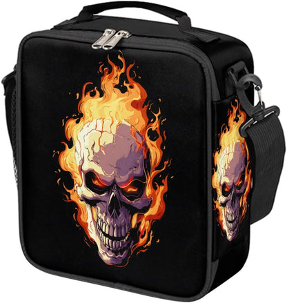 cfpolar Skull Skateboard Lunch Box for Boys Girls, Insulated Lunch Bags for Kids Reusable Mini Cooler Lunch Tote Lunchbox Thermal Meal Tote Kit with Shoulder Strap for Work School Picnic