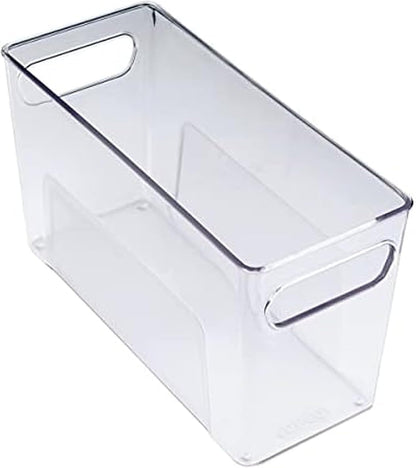 Copco Clear Narrow Storage Bin with Built-In Handles - Refrigerator Organizer, Pantry Organizers and Storage, Bathroom Organizer, Kitchen Organizers and Storage, Hand Wash