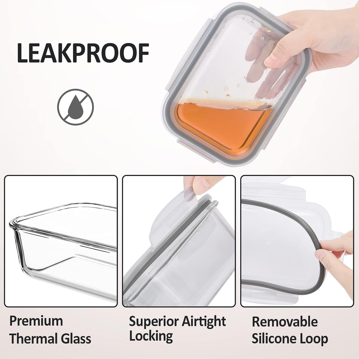 Glass Food Storage Containers with Lids Airtight 6 Pack, Glass Storage Containers with Lids for Food, Not Easy Broken & Leak Proof, Oven/Dishwasher Safe, Blue