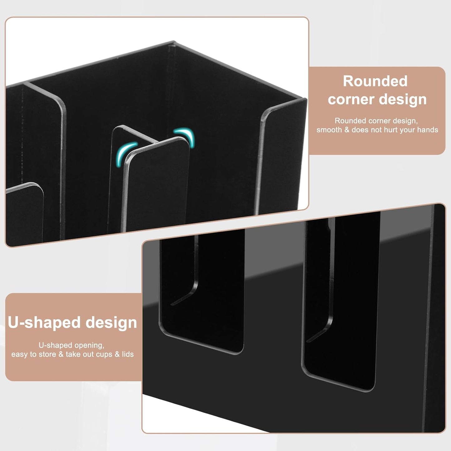 MYITYARD Coffee Cup Dispenser, Cup and Lid Organizer fits 5 to 16 oz Disposable Paper & Plastic Cups, Acrylic Cup Holder for Table Countertop, Black