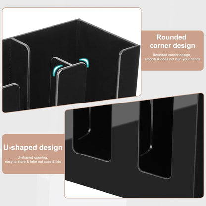 MYITYARD Coffee Cup Dispenser, Cup and Lid Organizer fits 5 to 16 oz Disposable Paper & Plastic Cups, Acrylic Cup Holder for Table Countertop, Black