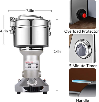 LEJIEYIN Electric herb Grinder 550g High Speed Electric Stainless Steel Spice Flour Mill Herb Grinder Powder Machine for Dry Food Grin