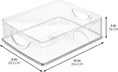 iDesign Plastic Stackable Pantry Bin - Storage Bin with Handles for Cabinets or Fridge - Set of 2 - Clear