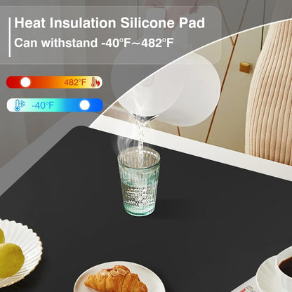 35.5" x 23.6" Extra Large Silicone Mat, Silicone Craft Mat for Placemat Baking Painting Clay Art and More (Black)