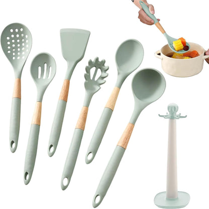 Cooking Utensils Set, With Holder, 1set, Silicone Kitchen Utensils Set, Silicone Spatulas, Food Grade Non Stick Coating Design, For Home Restaurant Camping