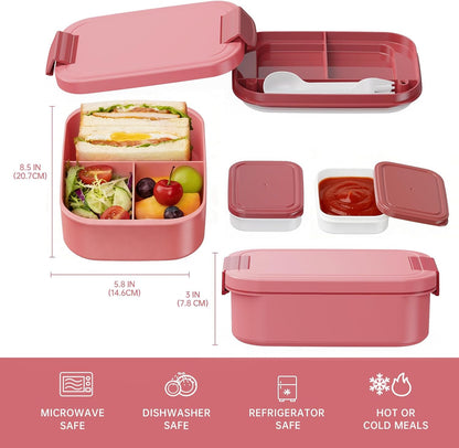 JBGOYON Bento Box and Lunch Bag Set, Leak-Proof Lunch Box for Adults and Kids with Built-in Utensils, Insulated for Work School Travel, Microwave & Dishwasher Safe, All-in-One (Purple)