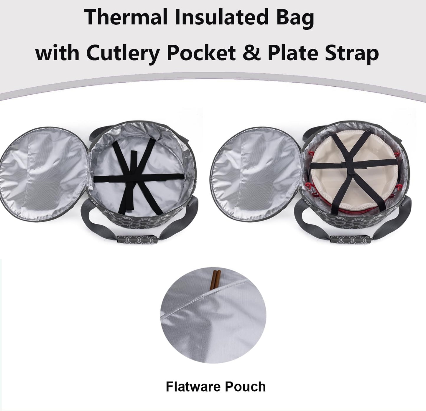 Round Insulated Pie Carrier – Thermal Portable Lunch Transport Cheesecake Cake Dish Container Bag Keep Food Hot/Cold/Fresh for Potlucks Parties Gathering/Cookouts/Church Dinner/Outdoor Events-Red