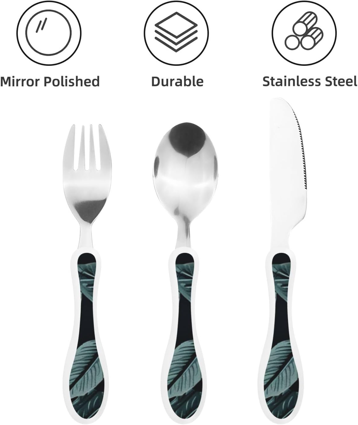 3-Piece Kids Silverware Set With Storage Case, Stainless Steel Reusable Children Safe Knife Spoon Fork Set African Animals Children Flatware Set For Kids Lunch Box