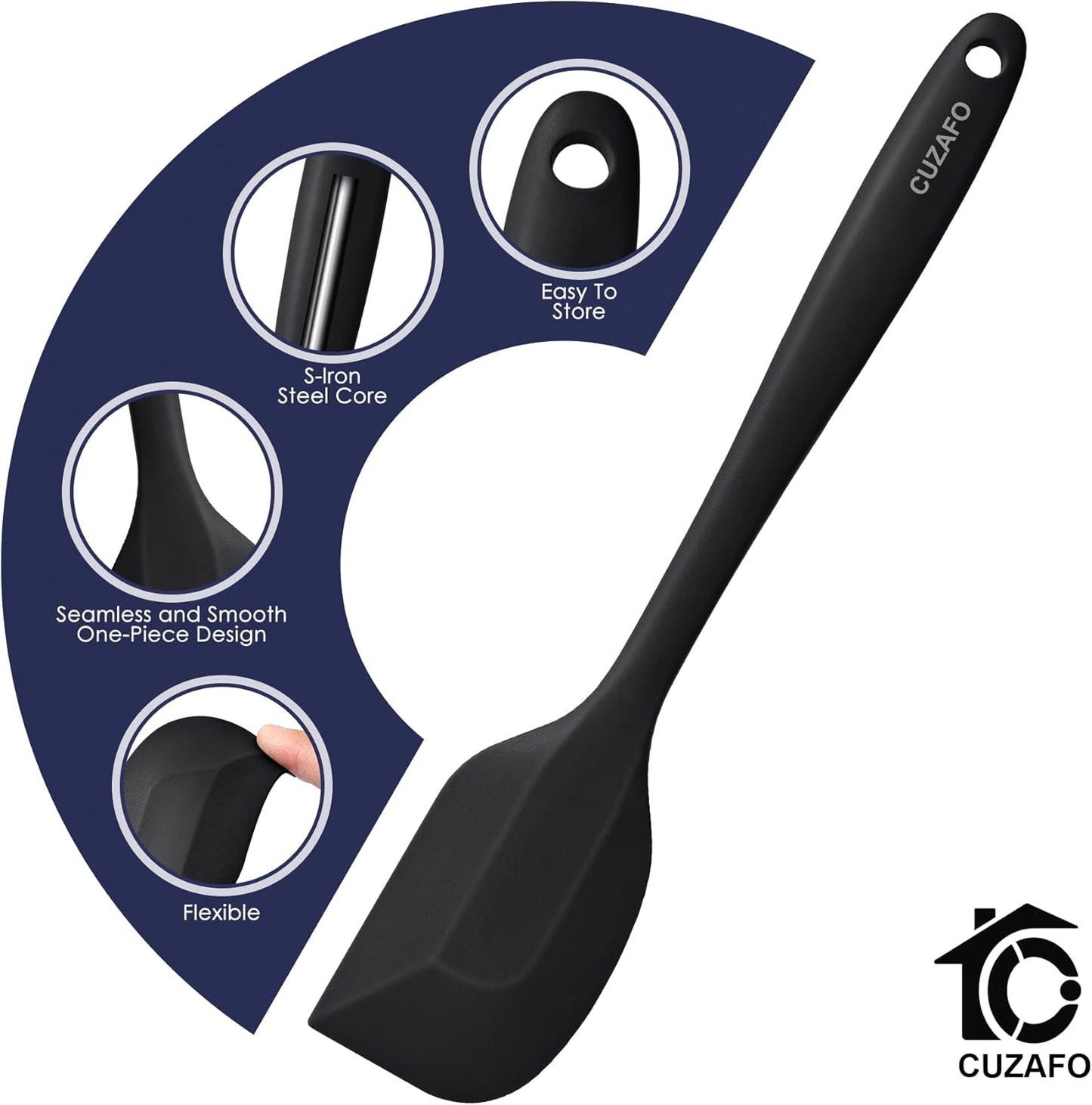 Heat Resistant 600℉ Silicone Spatula, Turner Mixing Spatulas set BPA Free Dishwasher Safe for Nonstick Cookware, Grey