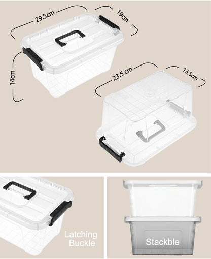 NUMIFUN 7Qt Clear Plastic Storage Bins with Lids,6 Pack | Stackable organizing totes with buckle latches & handles.Dust-proof clear design for home,office & pantry space saving