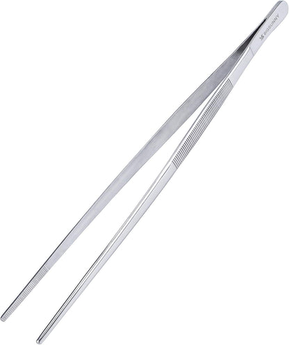 Set of 3 Kitchen Tweezers Fine Tweezer Tongs, MSY BIGSUNNY Stainless Steel Food Tweezers, Precision Serrated Tips Food Tongs (8.5" 10" and 12")
