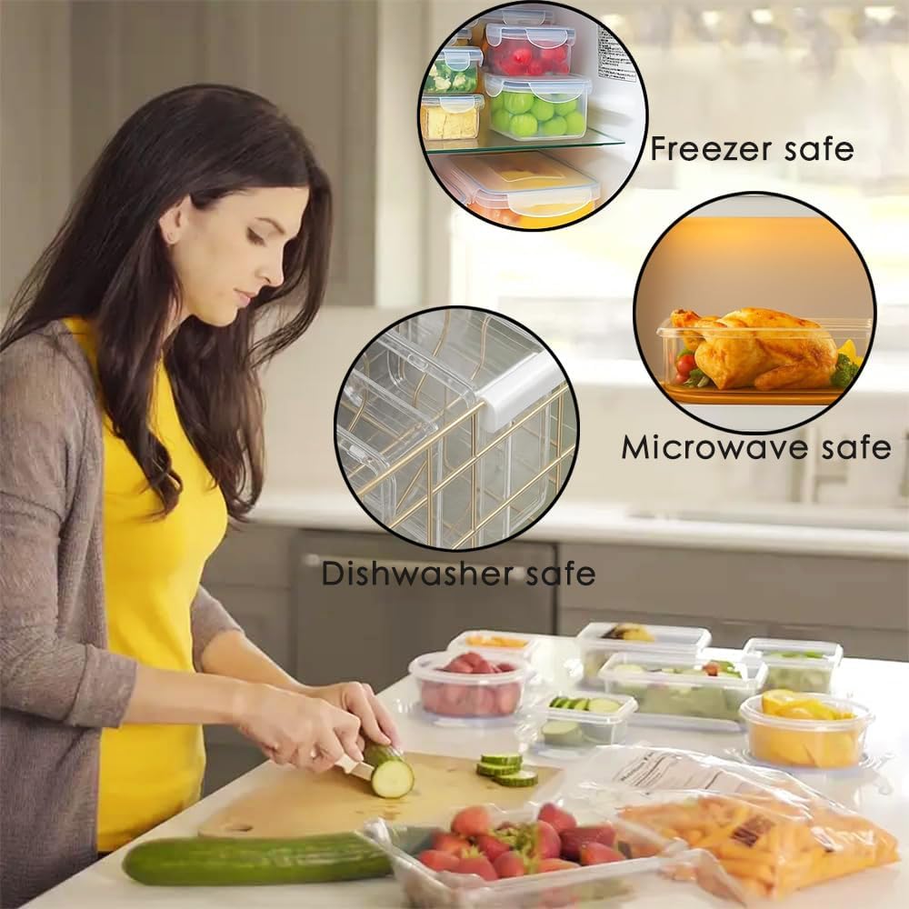 48 Pack Meal Prep Containers Set With Airtight Lids,BPA Free Food Storage Containers For Leftovers Leakproof Stackable Freezer/Microwave/Dishwasher Safe Lunch Box (24, Rectangular+Roud)