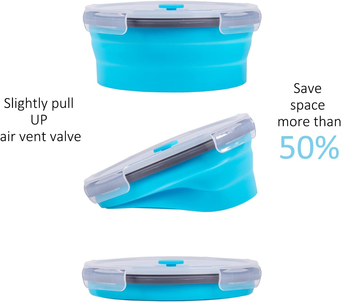 Collapsible Food Storage Containers with Lids, 4 Pack, 40 oz Silicone 1-Compartment Meal Prep Containers Reusable, Lunch Bento Boxes for Adults, Microwave Freezer Dishwasher Safe, BPA-Free, Black