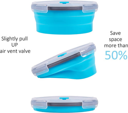 Collapsible Food Storage Containers with Lids, 4 Pack, 40 oz Silicone 1-Compartment Meal Prep Containers Reusable, Lunch Bento Boxes for Adults, Microwave Freezer Dishwasher Safe, BPA-Free, Black