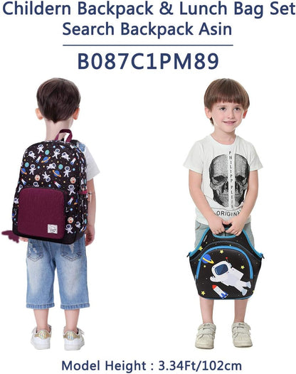 VASCHY Lunch Bag for Kids, Insulated Neoprene Lightweight Lunch Box Bag for Children Boys and Girls School Daycare Kindergarten Dinosaur