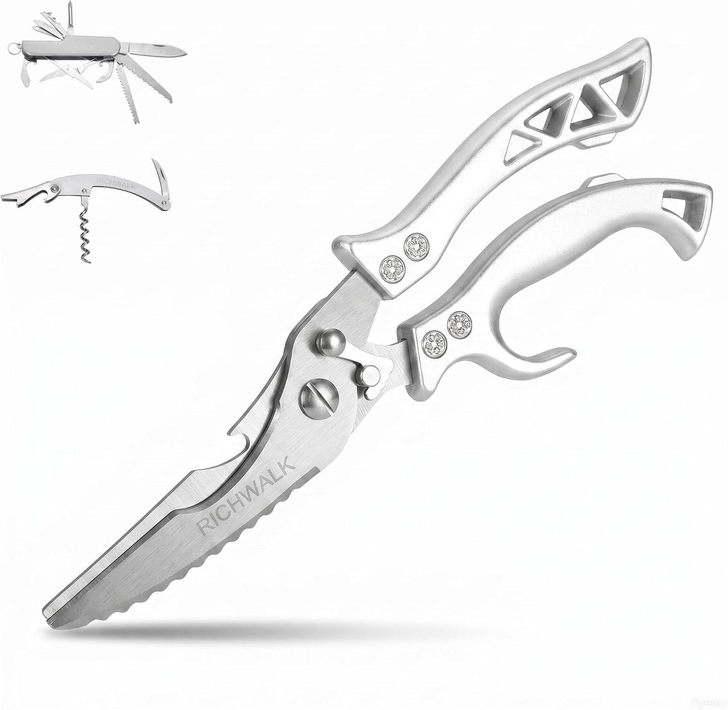 Kitchen Scissors - Heavy Duty Poultry Shears Sharp Cutting Food Chicken Bone Meat Vegetable for Cooking, Multipurpose Stainless Steel Utility Scissors, Safety Lock